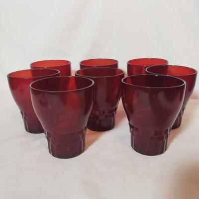 Red Glass Dishes and Pitcher (K-KD)