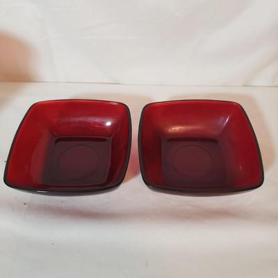Red Glass Dishes and Pitcher (K-KD)