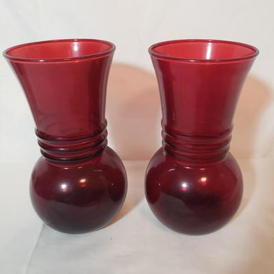 Red Glass Dishes and Pitcher (K-KD)