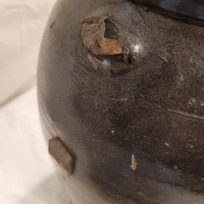 Three Antique Stoneware Butter Churn Crocks (FE-EL)