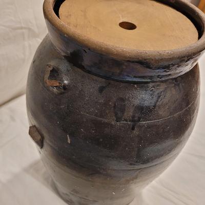 Three Antique Stoneware Butter Churn Crocks (FE-EL)