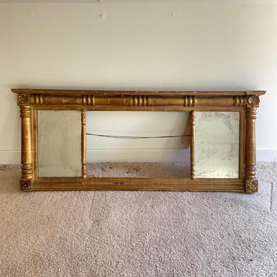 523 Large Antique 3 Panel Gilt Mirror AS IS
