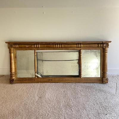 523 Large Antique 3 Panel Gilt Mirror AS IS