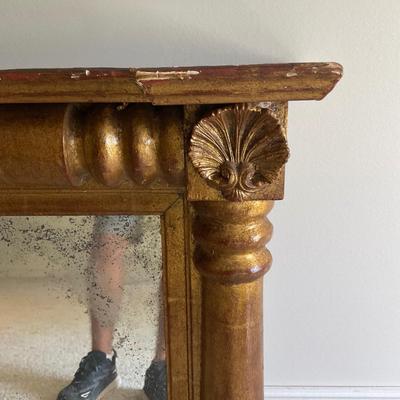 523 Large Antique 3 Panel Gilt Mirror AS IS