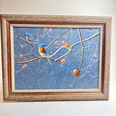 H485 Original Oil on Board with Blue Bird by Daniel Ambrose