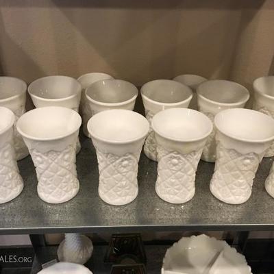 Set of 12, Fostoria Milk Glass Cups