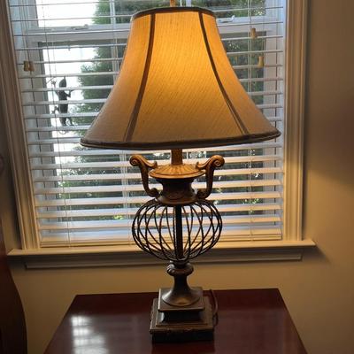Matching Pair of Black Metal Base Lamps (B1)
