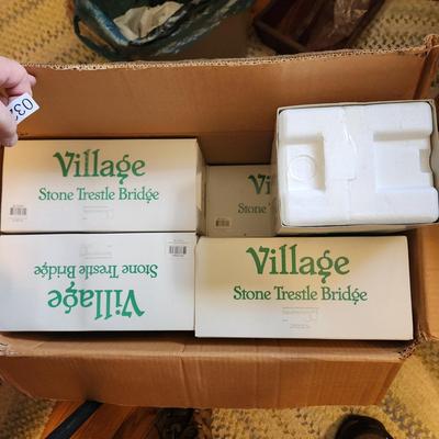 Case of 8 Dept 56 Village Stone Trestle Bridge