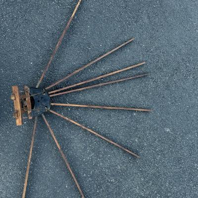 Vintage Wood and Metal Wall Mounted Clothes Drying Rack. 8 Folding Arms.