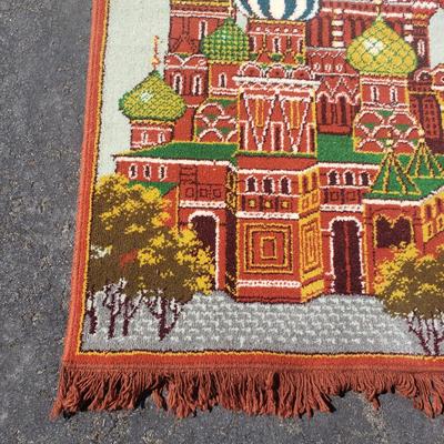 LOT 76: Russian Rug & Pillow with Hand Made Doll & More