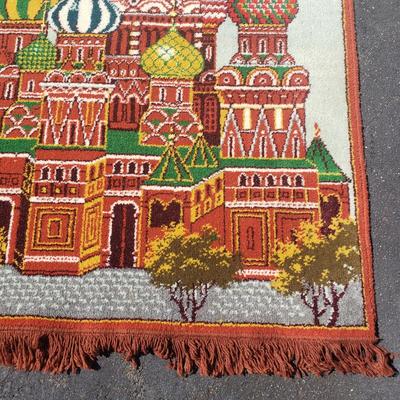 LOT 76: Russian Rug & Pillow with Hand Made Doll & More