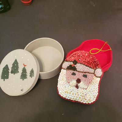 LOT 78F: Assorted Christmas Decor; Belsnickle Santas, Trinket Boxes & More