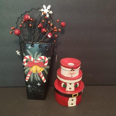 LOT 78F: Assorted Christmas Decor; Belsnickle Santas, Trinket Boxes & More