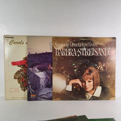 LOT 84D: Vintage Vinyl Records Including Christmas Albums by Elvis, Barbara Streisand and More