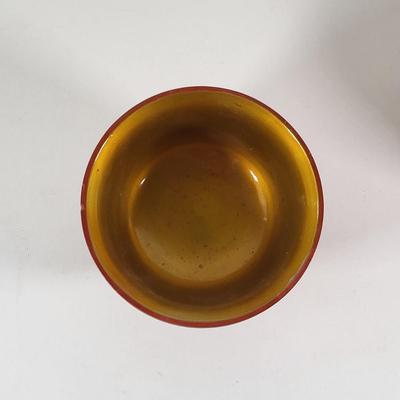 LOT 85D: Hand Painted Floral & Fruit Wooden Dishware Made in USSR