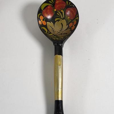 LOT 85D: Hand Painted Floral & Fruit Wooden Dishware Made in USSR