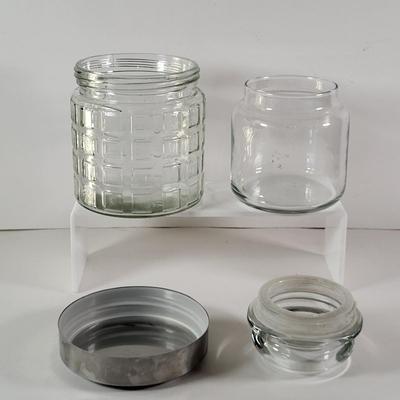 LOT 88G: Assortment of Vintage Glass Jars with Lid Covers