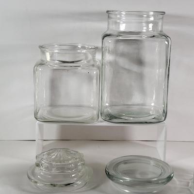 LOT 88G: Assortment of Vintage Glass Jars with Lid Covers