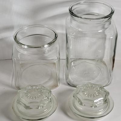 LOT 88G: Assortment of Vintage Glass Jars with Lid Covers