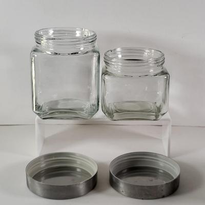 LOT 88G: Assortment of Vintage Glass Jars with Lid Covers