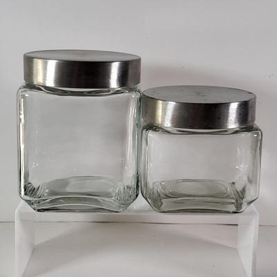 LOT 88G: Assortment of Vintage Glass Jars with Lid Covers