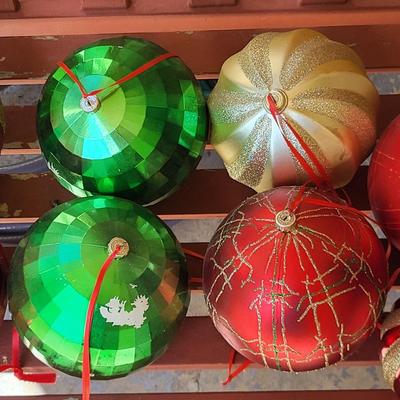 LOT 89G: Tub Full of Jumbo Sized Christmas Ball Ornaments
