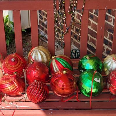 LOT 89G: Tub Full of Jumbo Sized Christmas Ball Ornaments