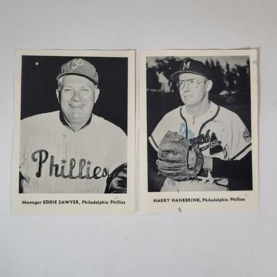 LOT 94D: Vintage Phillies Pins and Black & White Photographs of All-Time Phillies Greats Robin Roberts, Richie Ashburn and More