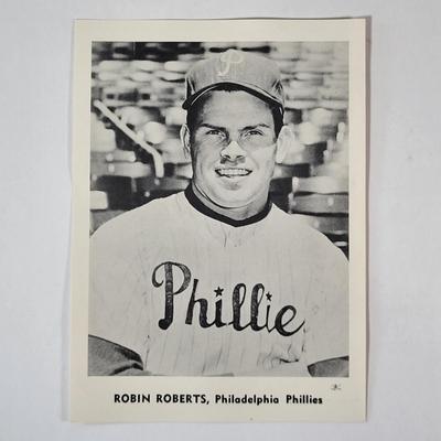 LOT 94D: Vintage Phillies Pins and Black & White Photographs of All-Time Phillies Greats Robin Roberts, Richie Ashburn and More