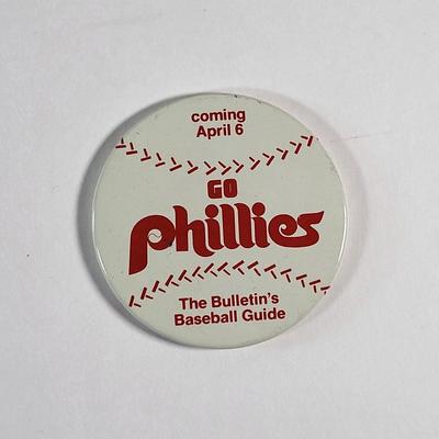 LOT 94D: Vintage Phillies Pins and Black & White Photographs of All-Time Phillies Greats Robin Roberts, Richie Ashburn and More