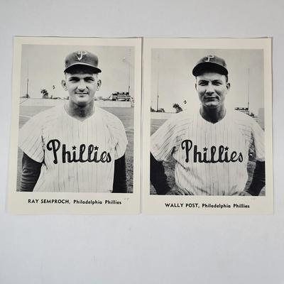 LOT 94D: Vintage Phillies Pins and Black & White Photographs of All-Time Phillies Greats Robin Roberts, Richie Ashburn and More