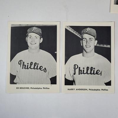 LOT 94D: Vintage Phillies Pins and Black & White Photographs of All-Time Phillies Greats Robin Roberts, Richie Ashburn and More