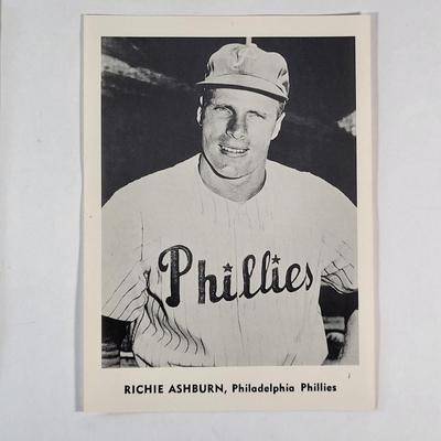 LOT 94D: Vintage Phillies Pins and Black & White Photographs of All-Time Phillies Greats Robin Roberts, Richie Ashburn and More