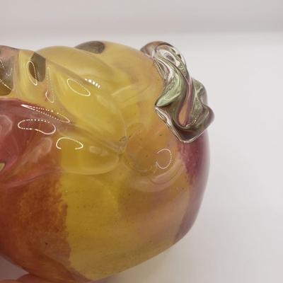 LOT 123F: Peach Shaped Glass Paperweight Signed David Atkinson 1979