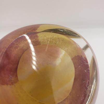 LOT 123F: Peach Shaped Glass Paperweight Signed David Atkinson 1979