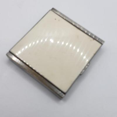 LOT 124F: Vintage Enamel Jeweled Compact, Godinger Silver Plated Mirrored Lid Powder Jar & Silver Tone Frame