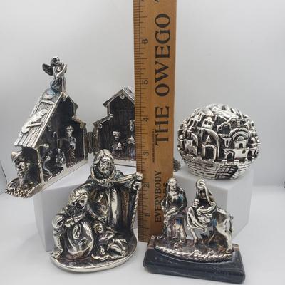 LOT 126F: Set of 4 Sam Philipe Jerusalem Figurines Marked 925, One with COA