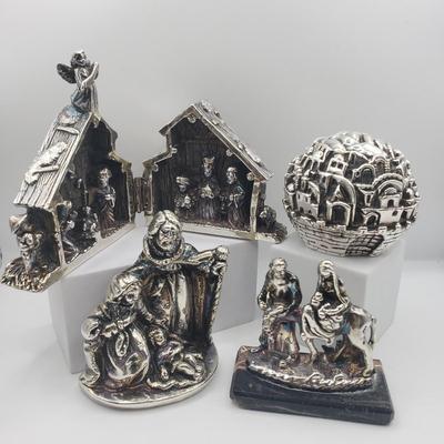 LOT 126F: Set of 4 Sam Philipe Jerusalem Figurines Marked 925, One with COA