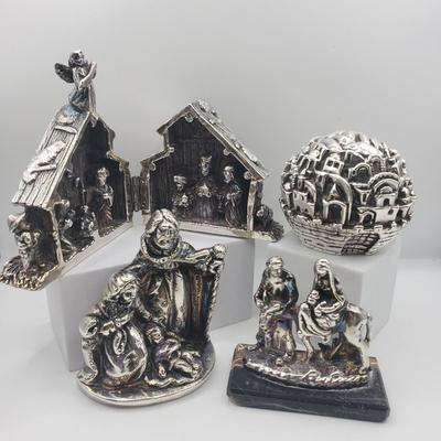 LOT 126F: Set of 4 Sam Philipe Jerusalem Figurines Marked 925, One with COA