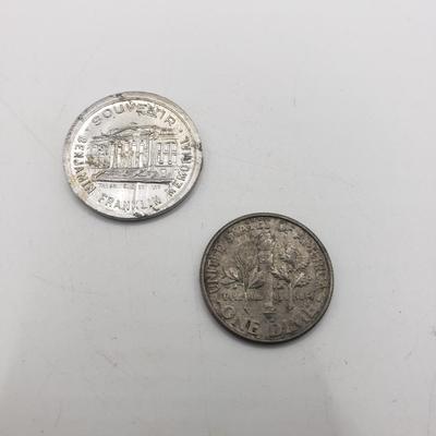 LOT 128F: Mercury Dime Heart Pendant, 1883 Souvenir of Worlds Colombian Exposition Chicago & More Coins