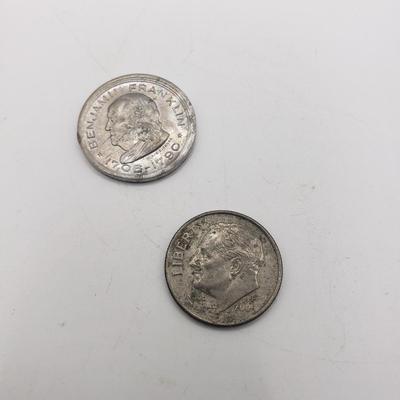 LOT 128F: Mercury Dime Heart Pendant, 1883 Souvenir of Worlds Colombian Exposition Chicago & More Coins