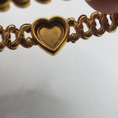 LOT 131F: Antique Early 20th Century Briggs Carmen Goldtone Adjustable Heart Bracelet in Original Box