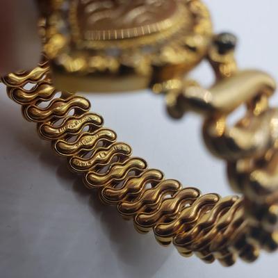LOT 131F: Antique Early 20th Century Briggs Carmen Goldtone Adjustable Heart Bracelet in Original Box