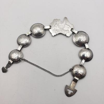 LOT 132F: WWII Era Australian Coin Bracelet with Antique & Vintage Coins