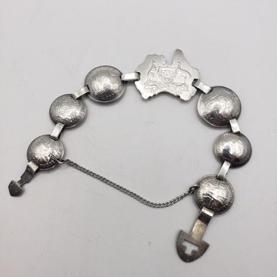 LOT 132F: WWII Era Australian Coin Bracelet with Antique & Vintage Coins