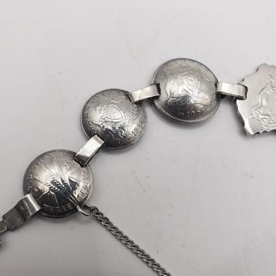 LOT 132F: WWII Era Australian Coin Bracelet with Antique & Vintage Coins