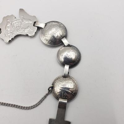 LOT 132F: WWII Era Australian Coin Bracelet with Antique & Vintage Coins