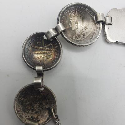 LOT 132F: WWII Era Australian Coin Bracelet with Antique & Vintage Coins