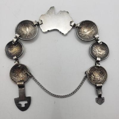 LOT 132F: WWII Era Australian Coin Bracelet with Antique & Vintage Coins