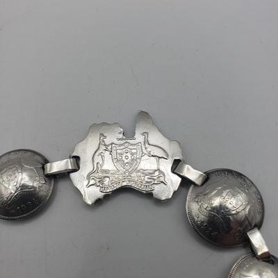 LOT 132F: WWII Era Australian Coin Bracelet with Antique & Vintage Coins
